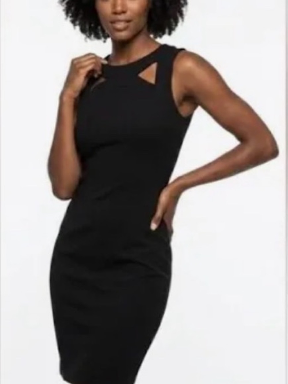 NWOT Calvin Klein Black Chambray  Sheath With Cut Outs
